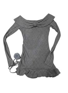 ribbed off shoulder ruffle top