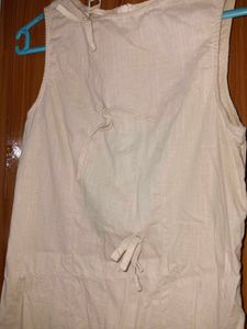 Beige Linen Ethnic Dress