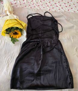 Sleek Black Backless Mini Dress