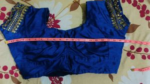 Elegant Floral &amp; Embellished Blue Saree
