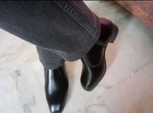 Classic Black Leather Cuban  Boots