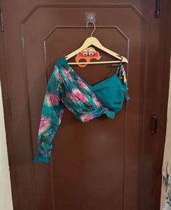 Bottle Green Organza Lehanga