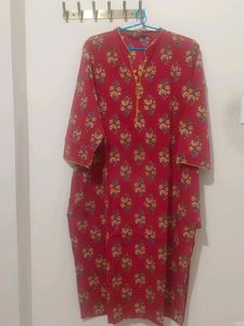 Red Floral Print Kurta