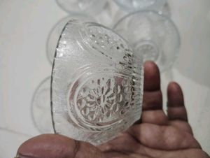 Set of 6 Embossed Glass Bowls