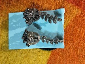 Oxidised Silver Jhumka Earrings