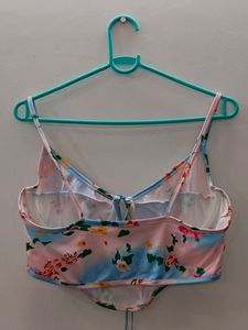 Urbanic Blue And Pink Floral Crop Top