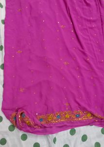 Vibrant Pink Embroidered Saree