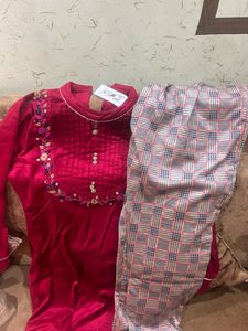 Velvet Kurti Plazoo And Dupatta