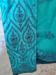 Teal Embellished Stones n Mirror work Suit Set
