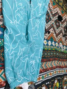 Turquoise Abstract Print Button-Up Tunic Top