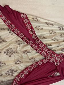 Cream And Mahroon Designer Lehanga