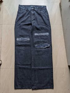 Ripped Black Wide Leg Jeans