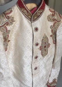 Elegant Cream Embroidered Sherwani