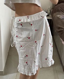 Cherry Embroidered Tie Frill Skirt, How When Wear
