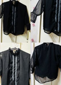 Chic Black Sheer Sleeve Top