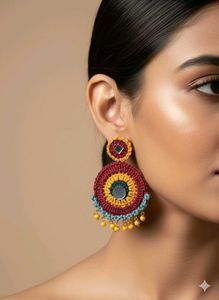traditional and floral Handcrafted Crochet Earring