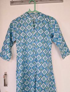 Blue A Line Slit Kurta With Pant (Set Of 2)