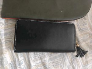 Geometric Color Block Zip-Around Wallet