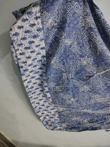 Blue Printed anarkali cotton frock kurta