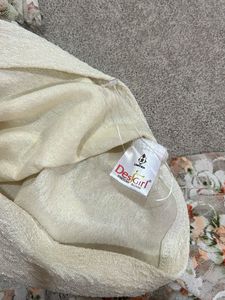 Cream Textured Blouse with Floral Sleeves