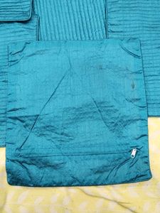Set of 5 Teal Crushed Silk Pillow Covers