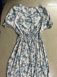 Blue Floral Midi Dress