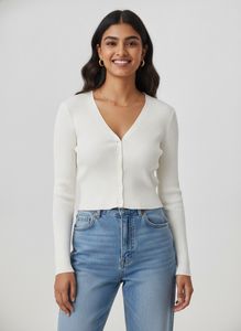 Ribbed White Cardigan