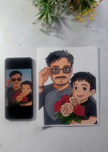 Custom Father & Son Portrait Aclyric Painting