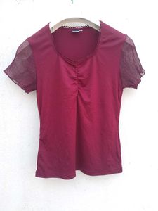Maroon Sheer Sleeve Top