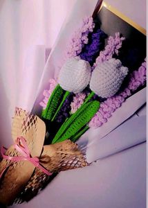 Crochet Tulip And  Lavender Flower Bouquet