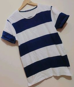 Navy Blue &amp; White T-shirt For Boy &amp; Men 36 Chest