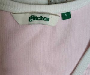 Pink Ribbed V-Neck Cropped Top