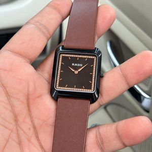 Rado Square Watch with Brown Strap