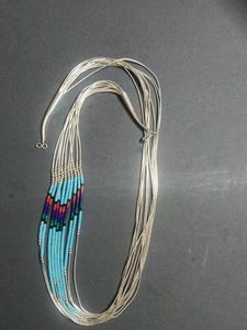 Boho Turquoise & Sterling Silver Strand Necklace
