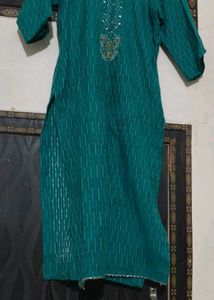 Teal Embellished Kurta with Pants Set