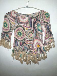 Bohemian Tassel Print Top