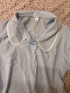 Blue top with White Trim