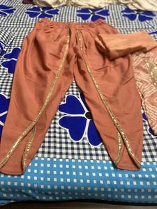 Designer Peach Kurta Set with Dhoti Pants
