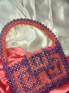 Beaded Clutch Purse - Pink &amp; Purple
