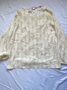 Vintage Floral Print Button-Up Blouse