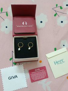 Golden Pearl Drop Hoop Earrings