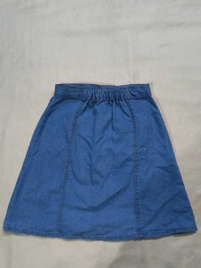 Blue Denim Button-Front Skirt
