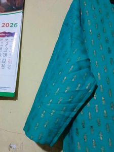 Teal Kurta and Gold Pants Set