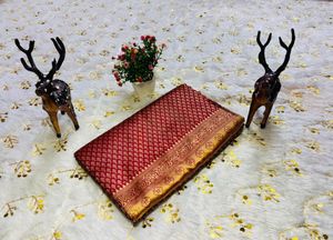 Pure south indian Red & Gold Woven Saree