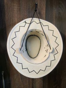 White Cowboy Hat with Black Stitching