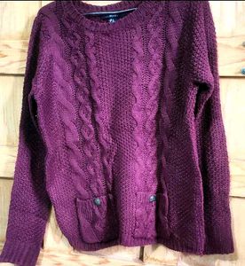 Burgundy Cable Knit Sweater