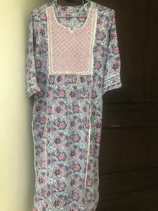 Beautiful Straight Suit With Embroidered Yoke