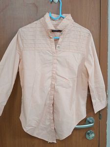 Peach Button-Up Collared Shirt