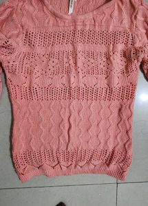 Winter Evenings Coral Knitted Pullover