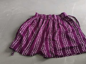 Purple Block Print Skirt pant half  cotton